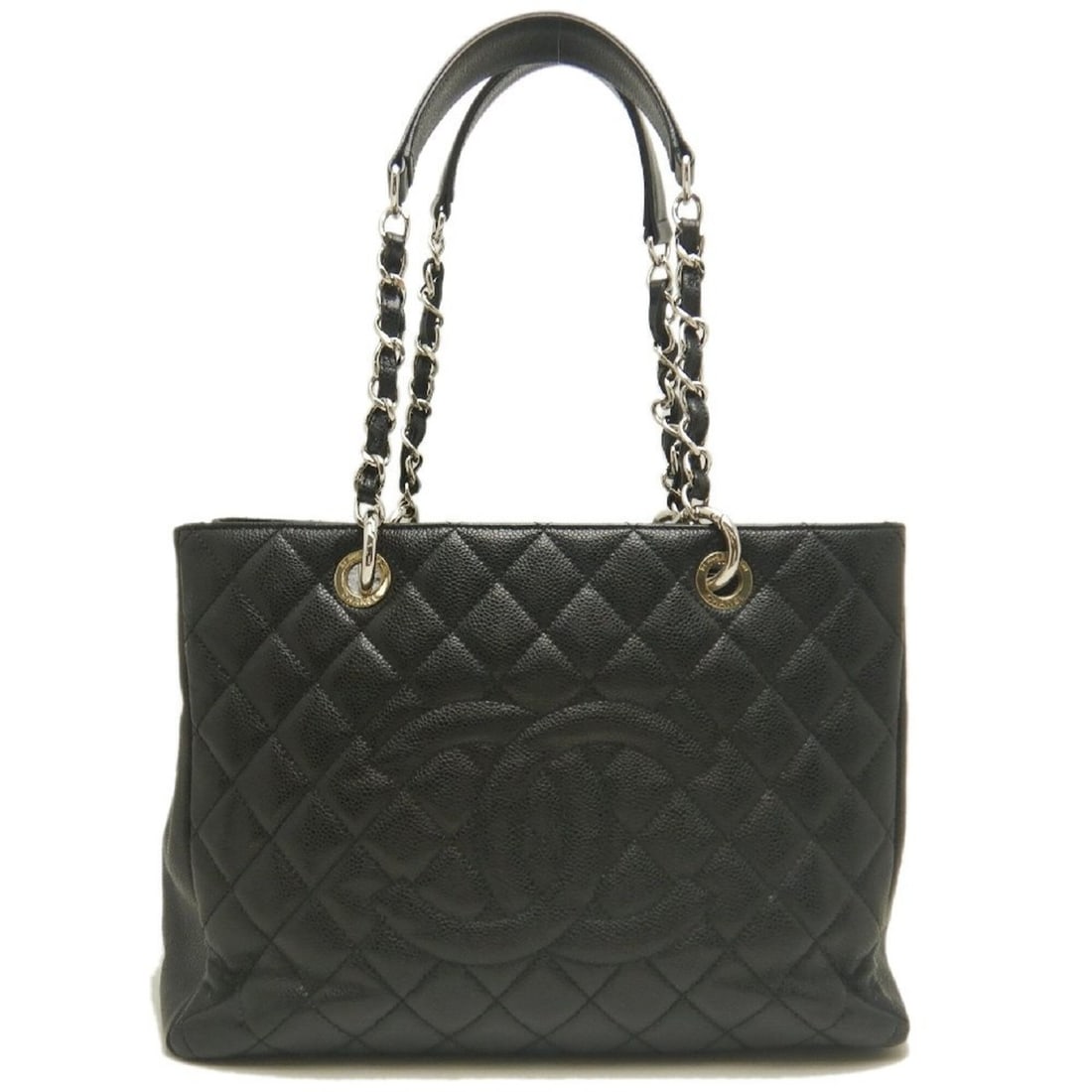 CHANEL Chain Tote Matelassé Bag, Caviar Leather, Black, Women's, 253960: --- Catalog ---Category: SizeSize (HxWxD): 23.5cm x 32.5cm x 15cm / 9.25'' x 12.79'' x 5.9''Category: DesignType: Tote bagColor: BlackGender: WomenMaterial: Grained Calfskin Category: GeneralBrand: Ch