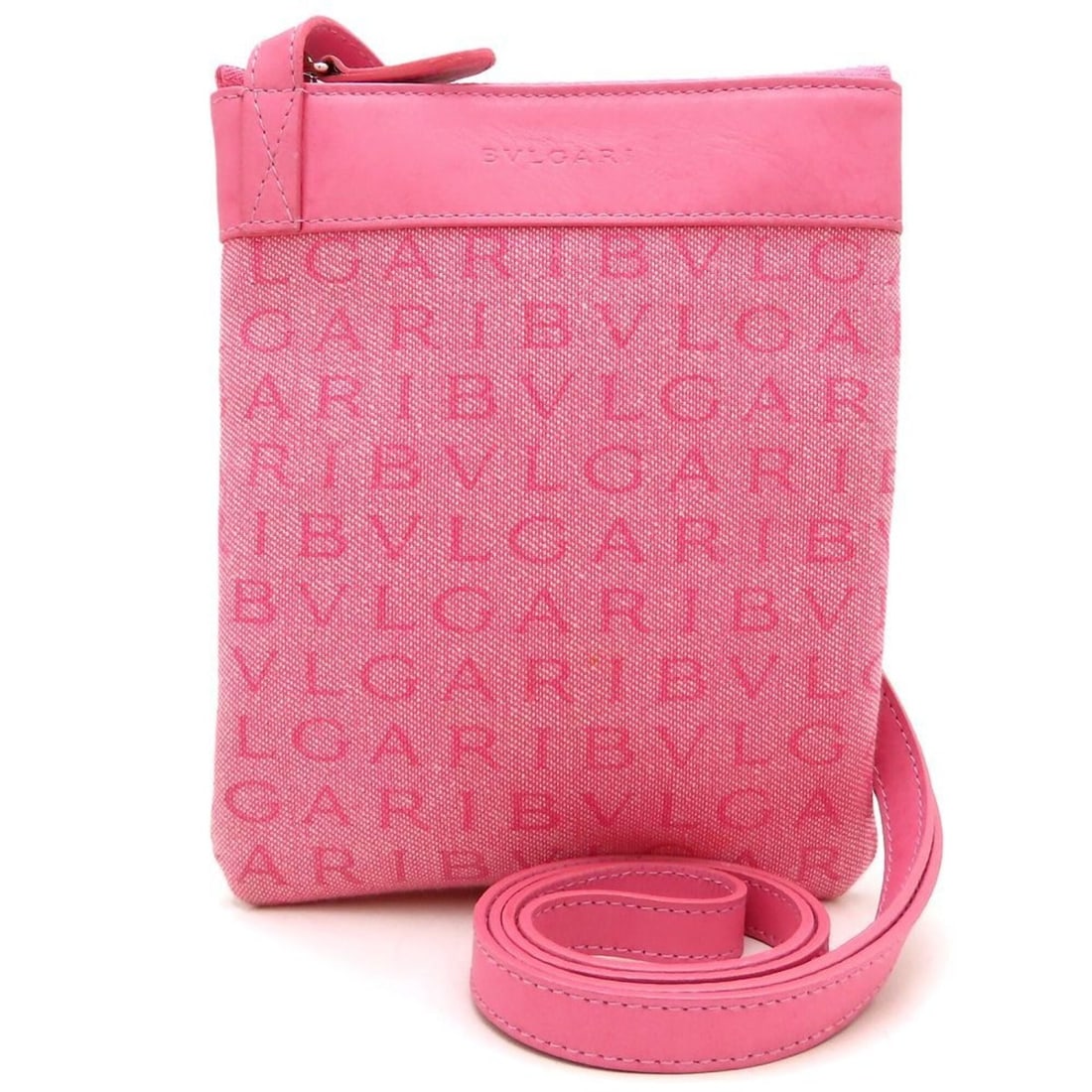 BVLGARI Logomania 21726 Shoulder Bag, Canvas x Leather, Pink, Women's, 353383: --- Catalog ---Category: SizeSize (HxWxD): 17cm x 14cm x 1.5cm / 6.69'' x 5.51'' x 0.59''Strap Length: 118cm / 46.45''Category: DesignType: Shoulder bagColor: PinkGender: WomenClosure: ZipperMaterial: