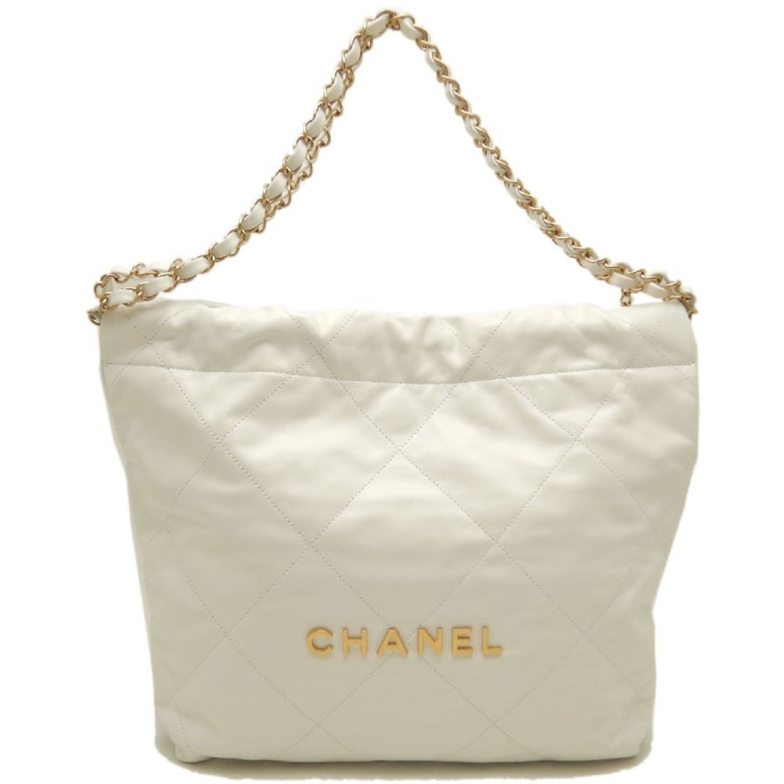 CHANEL Chanel 22 Small Handbag AS3260 Calfskin White Women's 253985: --- Catalog ---Category: SizeSize (HxWxD): 35cm x 37cm x 7cm / 13.77'' x 14.56'' x 2.75''Category: DesignType: HandbagColor: WhiteGender: WomenClosure: MagnetMaterial: Leather Hardware Color: GoldCate