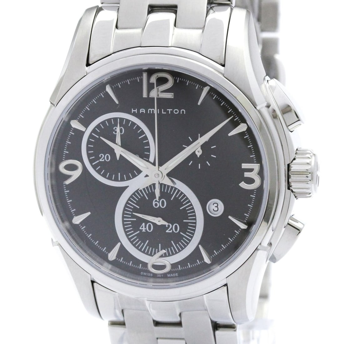 HAMILTON Jazzmaster Stainless Steel Quartz Mens Watch H32612135 Polished: --- Catalog ---Category: SizeCase Diameter: 42mm / 1.65''Category: DesignType: WristwatchStyle: SportGender: MenColor (Dial): BlackMaterial (Band): Stainless steelMaterial (Case): Stainless steelCateg