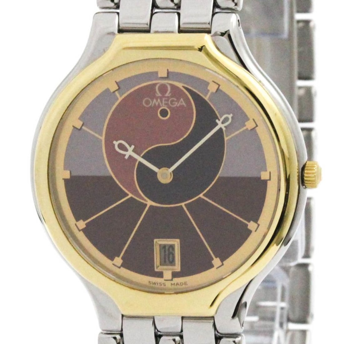 OMEGA De Ville Symbol K18 Gold Steel Mens Watch 396.1016 Polished: --- Catalog ---Category: SizeCase Diameter: 32mm / 1.26''Category: DesignType: WristwatchStyle: Dress/FormalGender: MenColor (Dial): Bordeaux, PurpleMaterial (Band): Stainless steelMaterial (Case): St