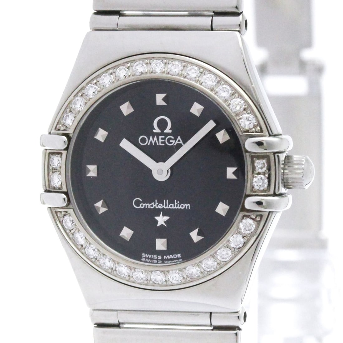 OMEGA Constellation My Choice Diamond Ladies Watch 1465.51 Polished: --- Catalog ---Category: SizeCase Diameter: 22mm / 0.87''Category: DesignType: WristwatchStyle: Dress/FormalGender: WomenColor (Dial): BlackMaterial (Band): Stainless steelMaterial (Case): Stainless s