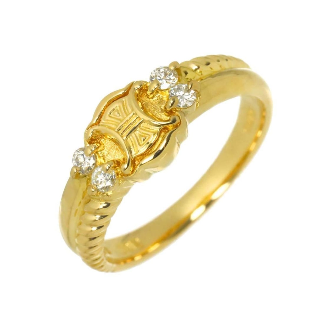 Celine Macadam Ring, 0.12ct Diamond, 18K Yellow Gold (750): --- Catalog ---Category: SizeJP Size: 11US Size: 6Category: DesignType: Band ringGender: WomenMaterial: Yellow gold (18K)Category: GeneralBrand: Celine--- Item List ---Section: ConditionRanking: Rank 