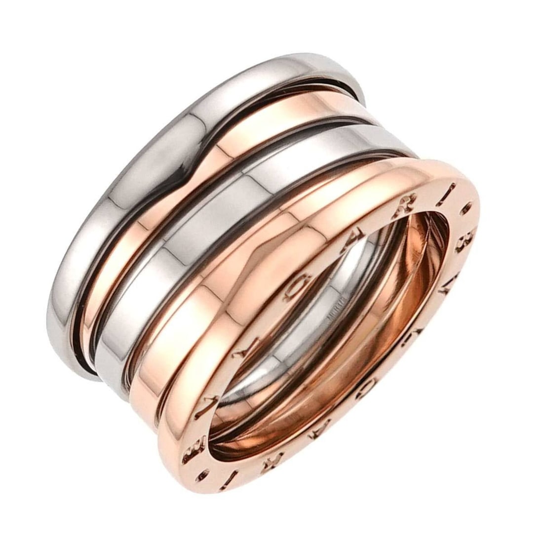 Bulgari BVLGARI B-zero1 4-band Perfect Mistake #57 Ring 18K WG PG White Pink Gold 750: --- Catalog ---Category: SizeUS Size: 8.5Brand Size: 57Category: DesignType: Band ringGender: WomenMaterial: Pink gold (18K), White gold (18K)Category: GeneralBrand: Bvlgari--- Item List ---Section: C