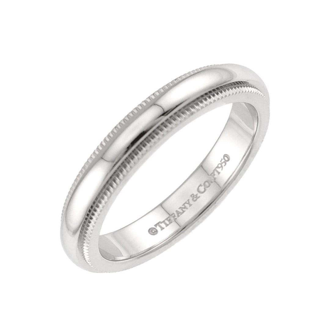 Tiffany & Co. Milgrain Ring, 3mm wide, Platinum, Together.: --- Catalog ---Category: SizeJP Size: 7.5US Size: 4Category: DesignType: Band ringGender: WomenMaterial: Platinum 950Category: GeneralBrand: Tiffany--- Item List ---Section: ConditionRanking: Rank SA 