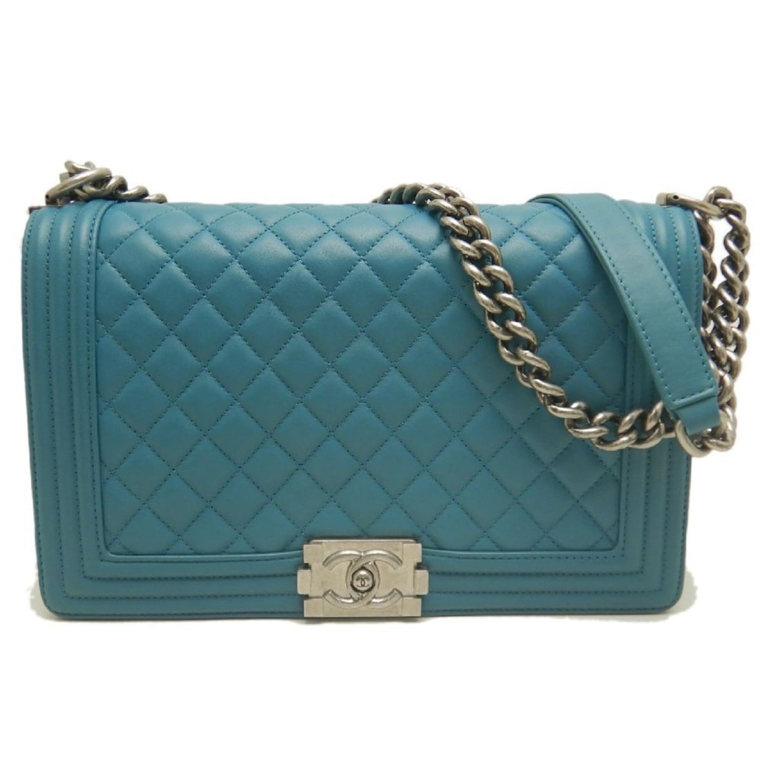 CHANEL Boy Chanel 25 Matelassé A67086 Shoulder Bag, Lambskin, Blue, Women's 253982 (1 of 20)