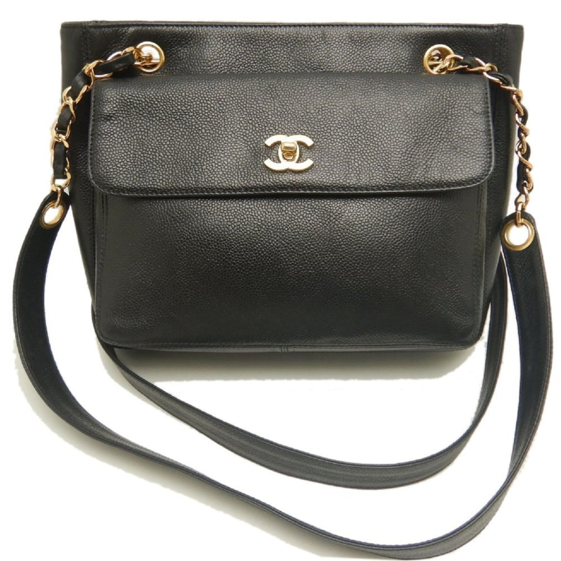 CHANEL Coco Shoulder Bag A03682, Caviar Leather, Black, Women's, 253967: --- Catalog ---Category: SizeSize (HxWxD): 22cm x 26cm x 9.5cm / 8.66'' x 10.23'' x 3.74''Strap Length: 90cm / 35.43''Category: DesignType: Shoulder bagColor: BlackGender: WomenMaterial: Grained Calfs