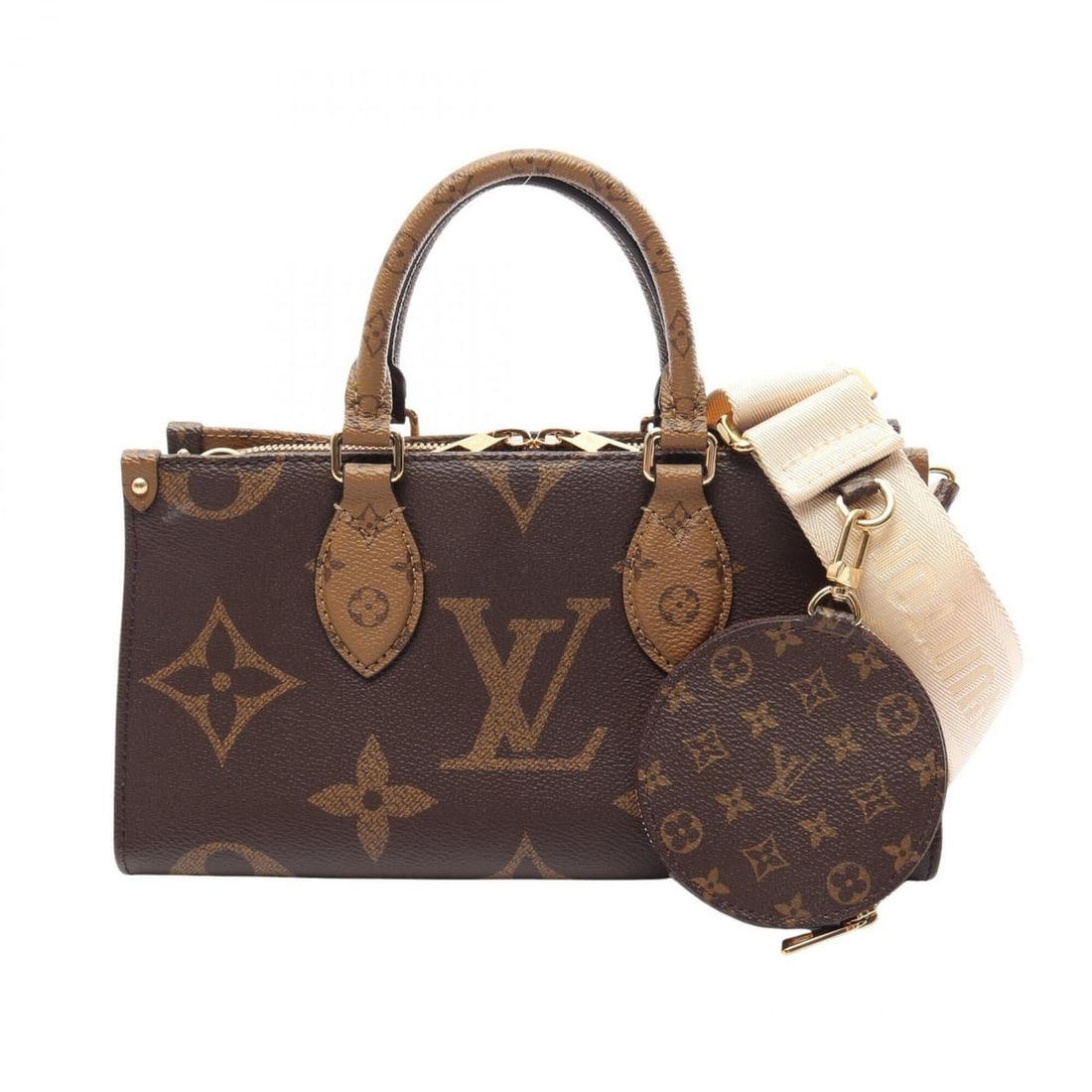 Louis Vuitton OnTheGo EW Monogram Giant Reverse 2-Way Handbag, Coated Canvas, Women's, Brown, M46653 (1 of 9)