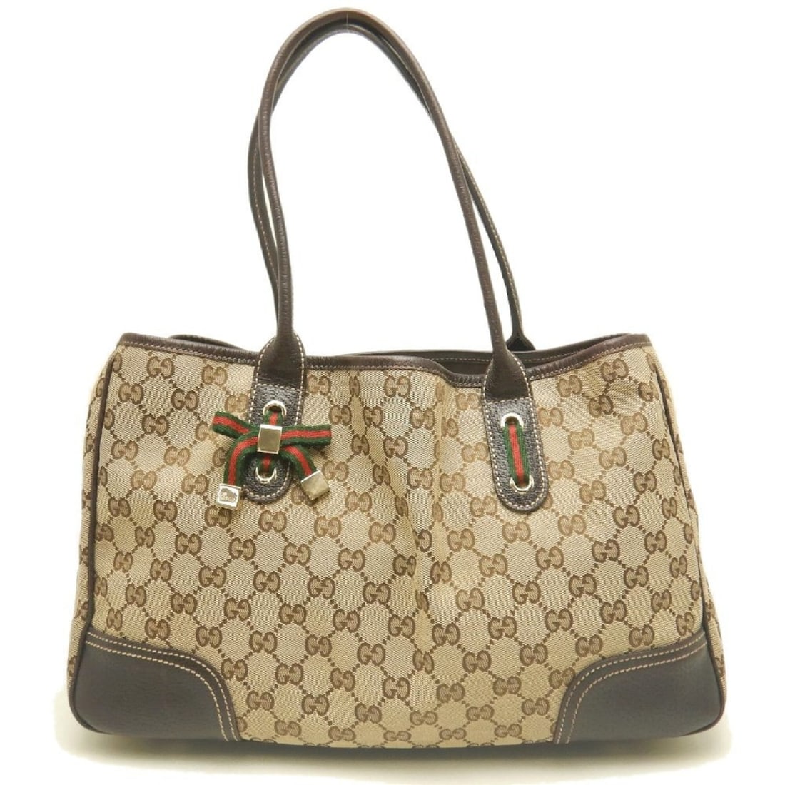 GUCCI Princy 163805 Tote Bag, GG Canvas x Leather, Beige Brown, Women's, Item No. 253996 (1 of 20)