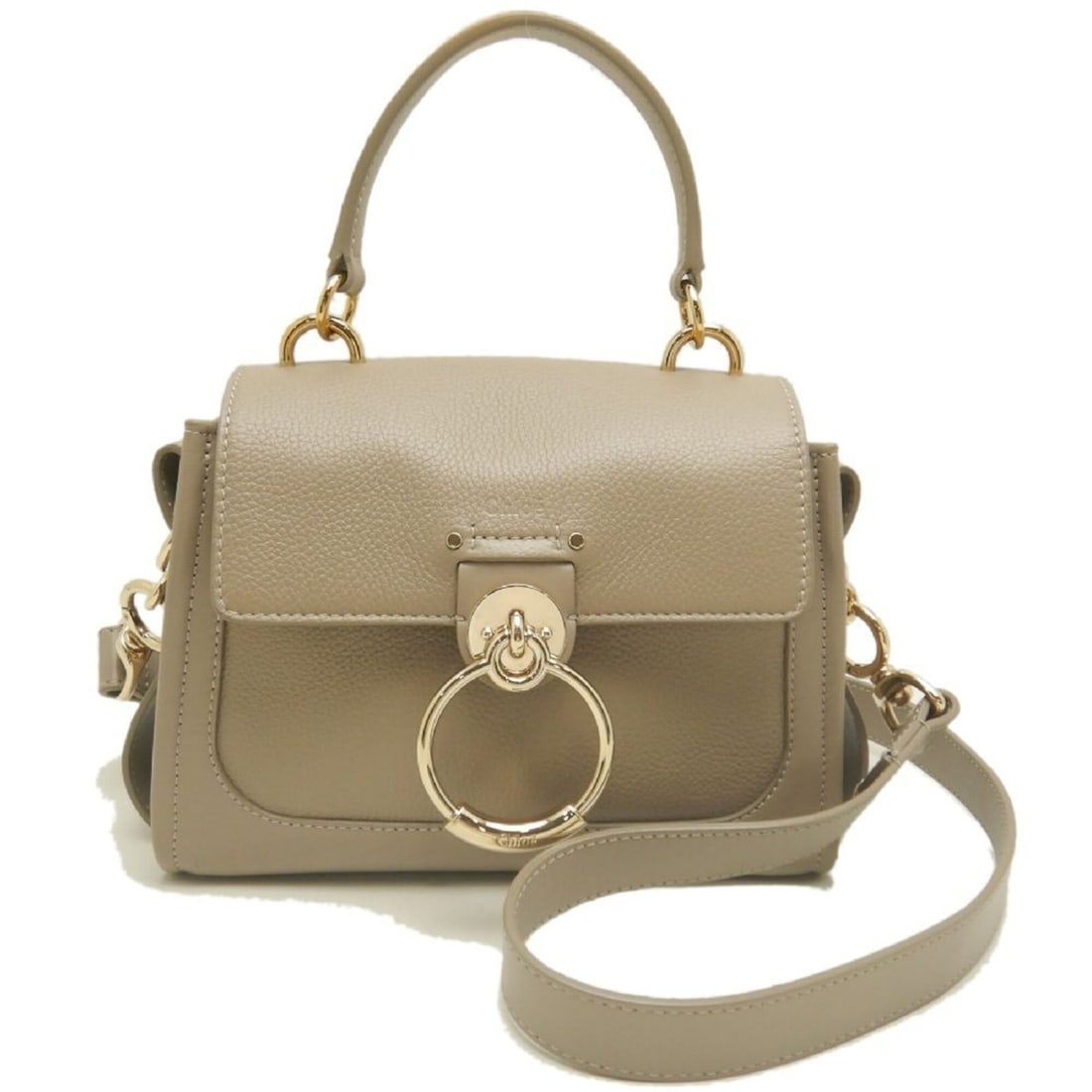 Chloé Chloe Tess Day Bag Small Shiny Leather CHC20AS142C6223W Handbag Greige Women's 254044 (1 of 20)