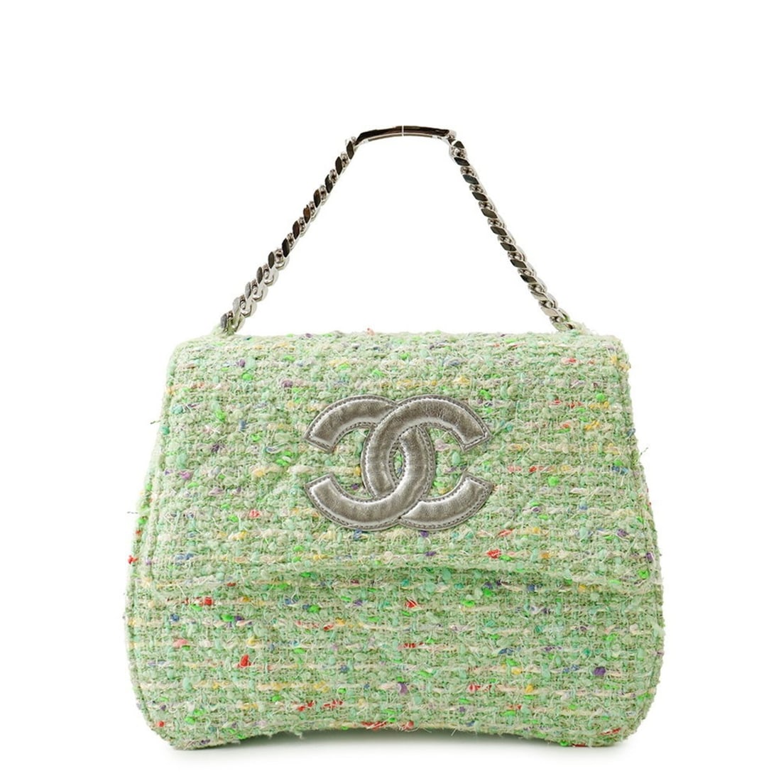 Chanel handbag, Coco mark, large logo, tweed, chain handle, CHANEL handbag for women, (1 of 17)