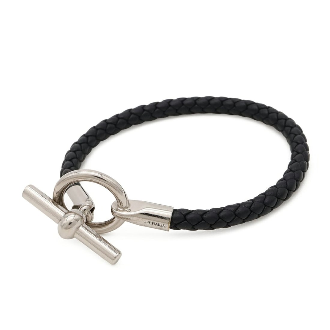 HERMES Glenan H Bracelet, Leather, Metal, Black (1 of 17)