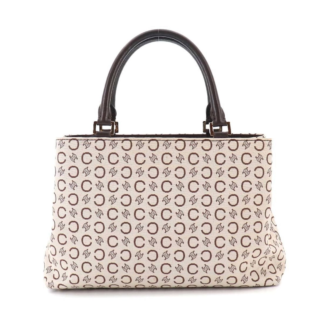 Celine C Macadam Handbag, Canvas and Leather, Beige Brown, Gold Hardware.: --- Catalog ---Category: SizeWeight: 355g / 12.52oz.Size (HxWxD): 17cm x 27.5cm x 7.5cm / 6.69'' x 10.82'' x 2.95''Handle Length: 33cm / 12.99''Category: DesignType: HandbagColor: Beige, BrownGender: 