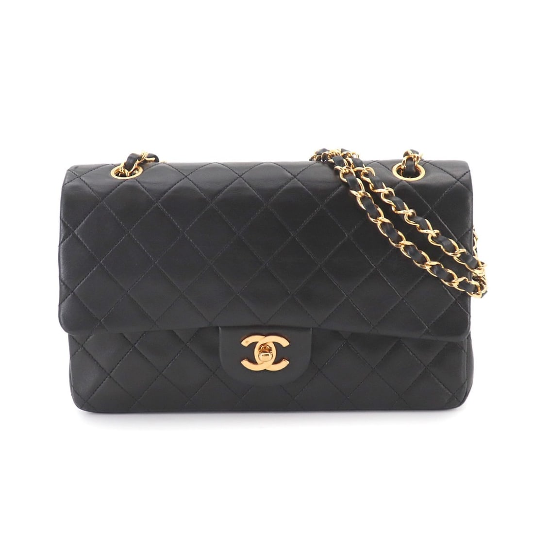 Chanel Matelasse 25 Chain Shoulder Handbag, Lambskin, Black, A01112, Gold Hardware, Coco Mark. (1 of 10)