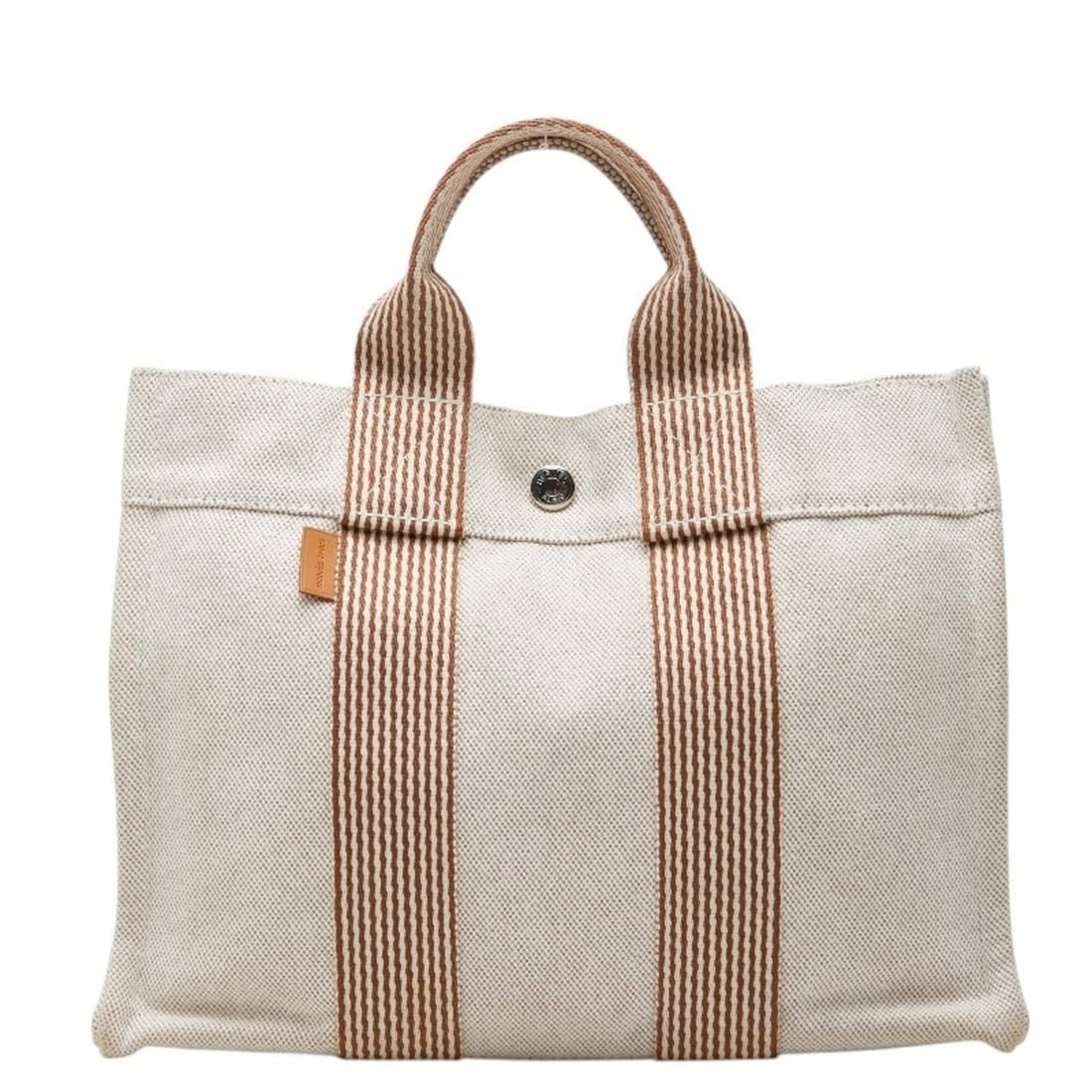 Hermes New Fourre-Tout PM Tote Bag Handbag Ivory/Brown Canvas Women's HERMES: --- Catalog ---Category: SizeSize (HxWxD): 21cm x 30cm x 8cm / 8.26'' x 11.81'' x 3.14''Category: DesignType: Handbag, Tote bagColor: Brown, IvoryGender: WomenMaterial: Canvas Category: GeneralBrand: 