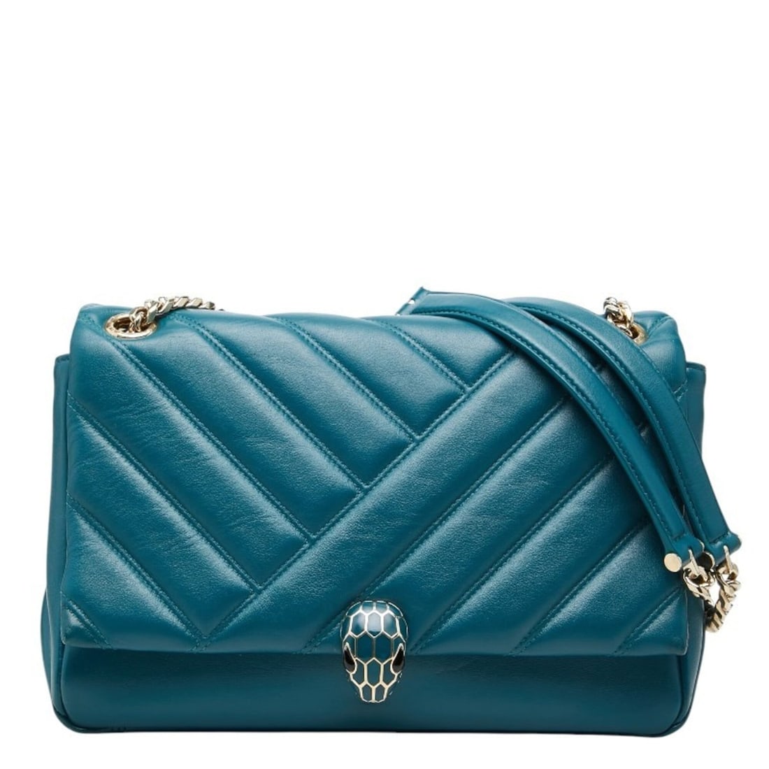 Bulgari Serpenti Cabochon Chain Shoulder Bag, Green Leather, Women's BVLGARI: --- Catalog ---Category: SizeSize (HxWxD): 17cm x 26cm x 8.5cm / 6.69'' x 10.23'' x 3.34''Category: DesignType: Shoulder bagColor: GreenGender: WomenMaterial: Leather Category: GeneralBrand: Bvlgari--
