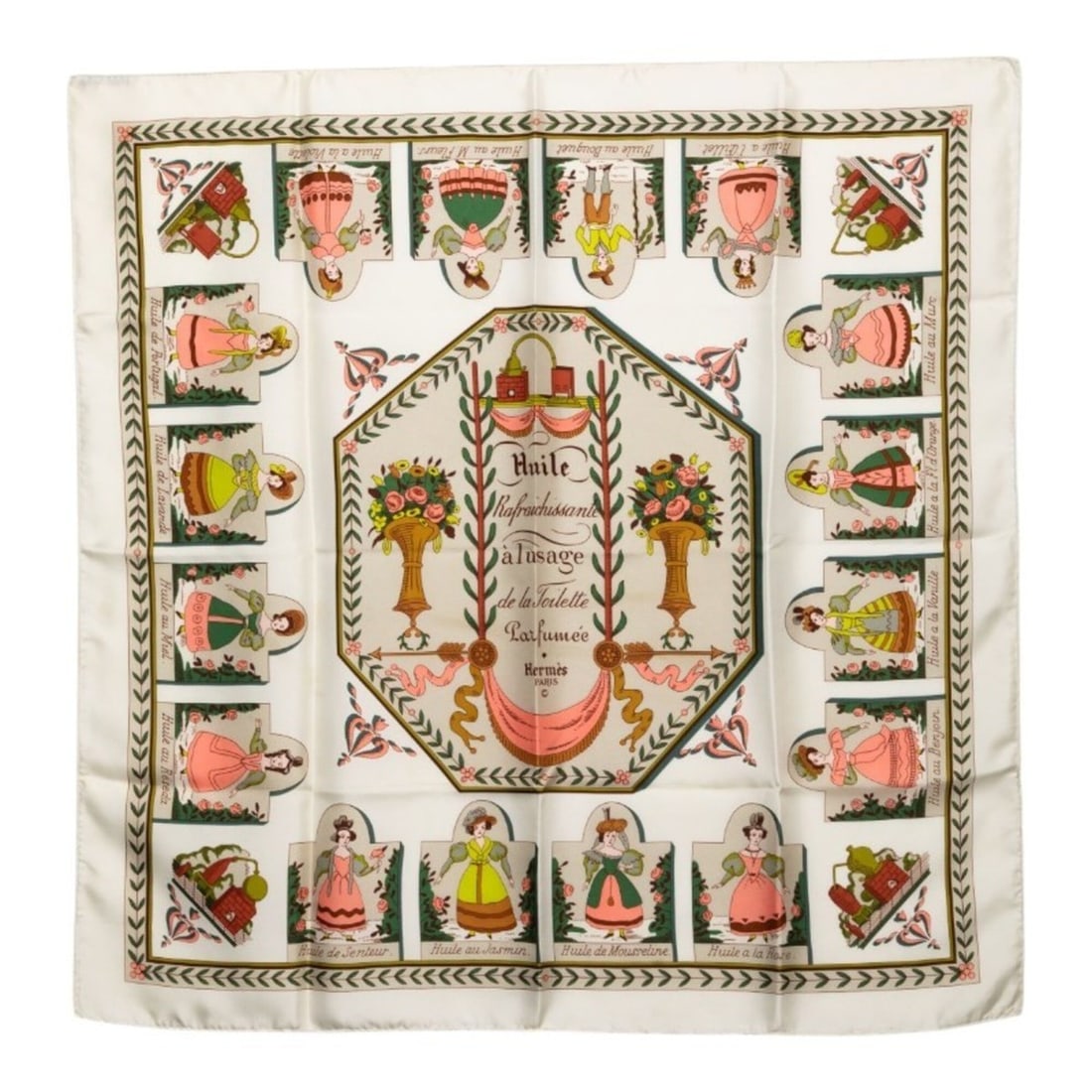 Hermes Carre 90 Fluid Rafrachissante l’Usage de la Toilette Parfume Floral Vegetation Scarf (1 of 15)