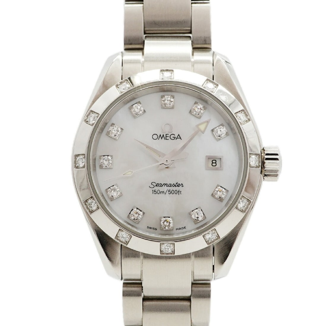 Omega Seamaster Aqua Terra Diamond 2575.75 White Dial Women's Watch: --- Catalog ---Category: SizeWrist Size: 14.5cm / 5.7''Case Diameter: 29.5mm / 1.16''Category: DesignType: WristwatchGender: WomenColor (Dial): WhiteMaterial (Band): Stainless steelCategory: GeneralMP