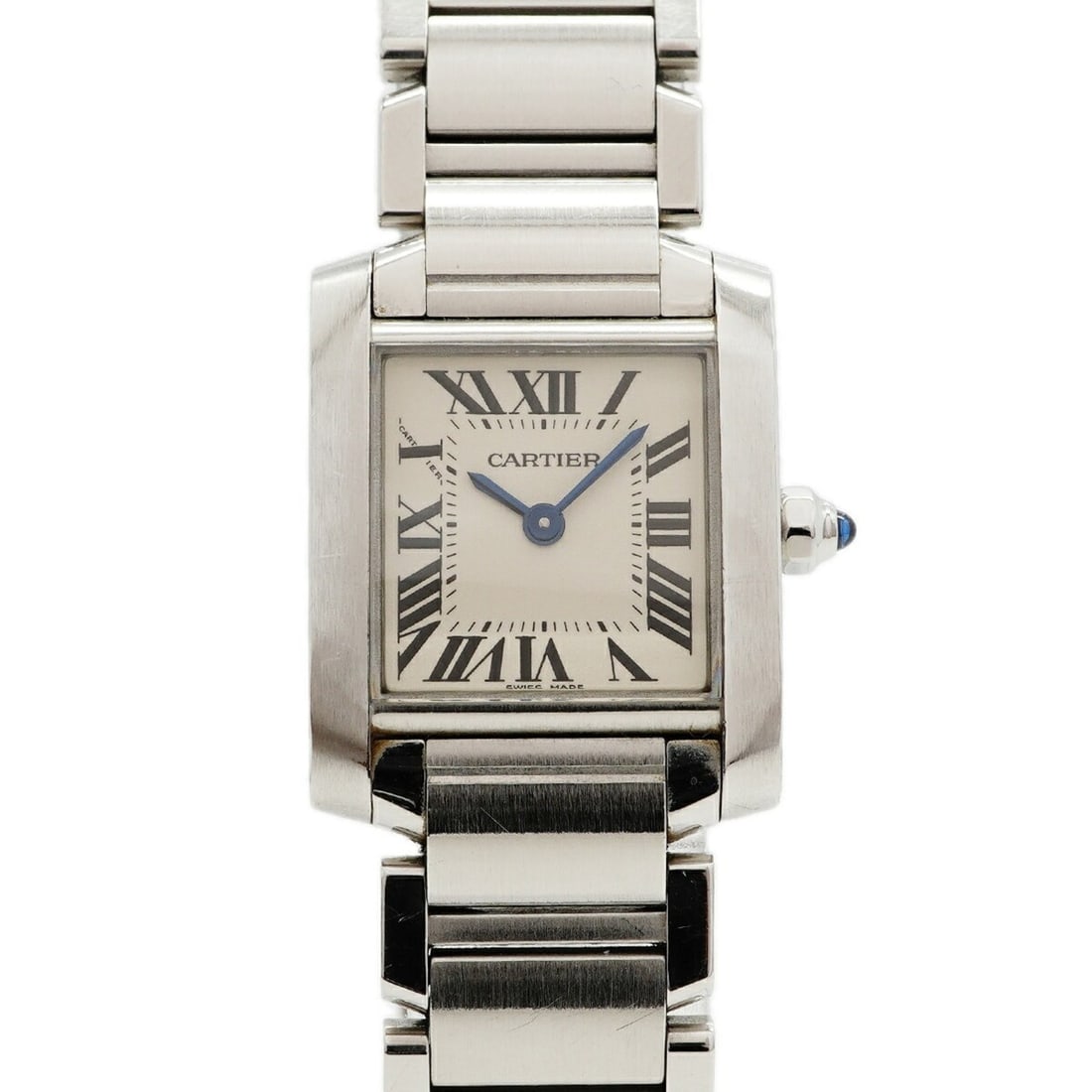 Cartier Tank Française SM W51008Q3 Ivory Dial Women's Watch: --- Catalog ---Category: SizeWrist Size: 13.5cm / 5.31''Case Diameter: 20.4mm / 0.8''Category: DesignType: WristwatchGender: WomenColor (Dial): IvoryMaterial (Band): Stainless steelCategory: GeneralMP
