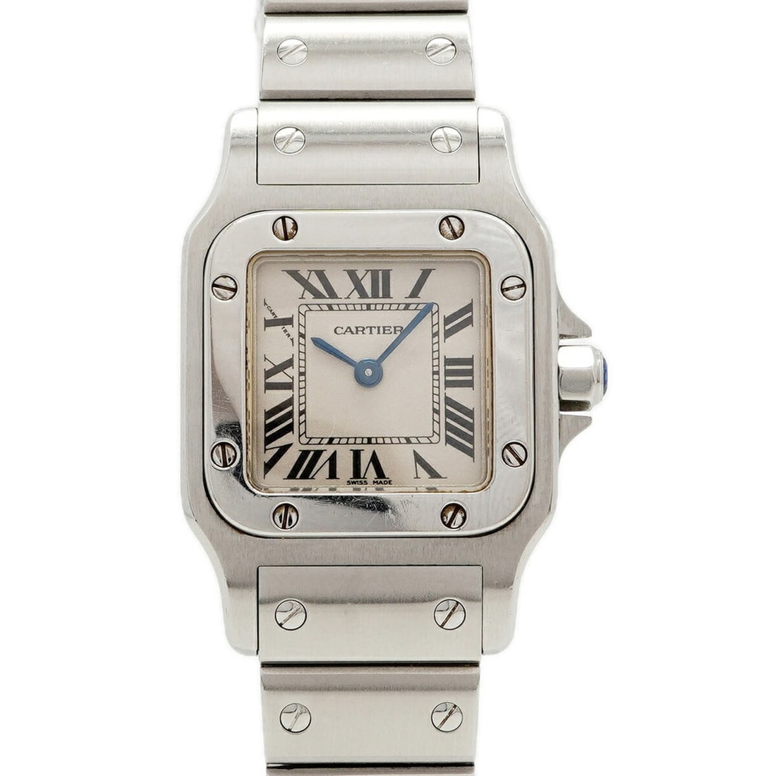 Cartier Santos Galbee SM W20056D6 Ivory Dial Women's Watch: --- Catalog ---Category: SizeWrist Size: 14.5cm / 5.7''Case Diameter: 23.7mm / 0.93''Category: DesignType: WristwatchGender: WomenColor (Dial): IvoryMaterial (Band): Stainless steelCategory: GeneralMP