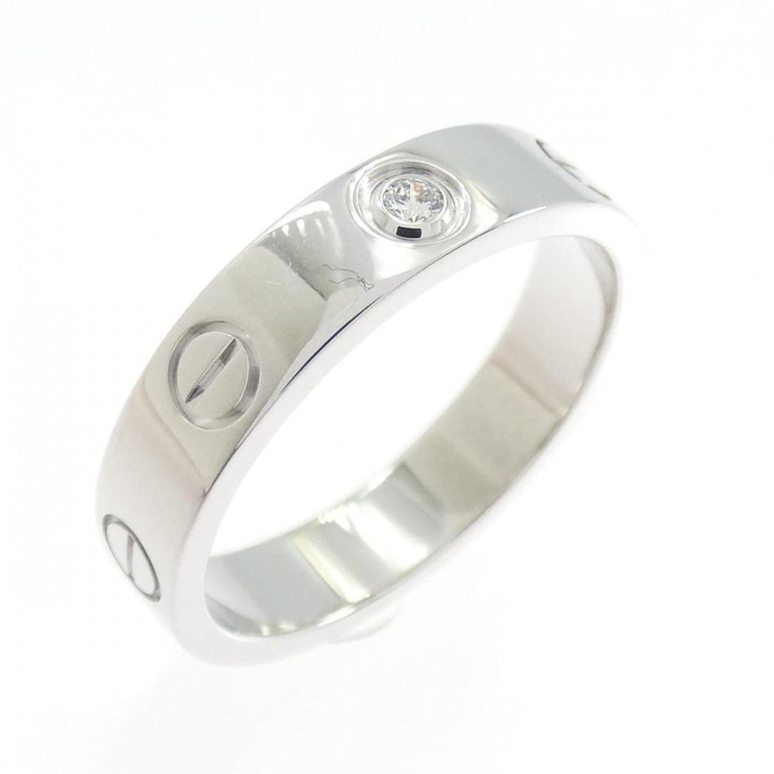 Cartier Mini Love 1P Ring: --- Catalog ---Category: SizeUS Size: 5.5Brand Size: 50Category: DesignType: Band ringGender: WomenMaterial: White gold (18K)Category: GeneralBrand: Cartier--- Item List ---Section: ConditionRanking: