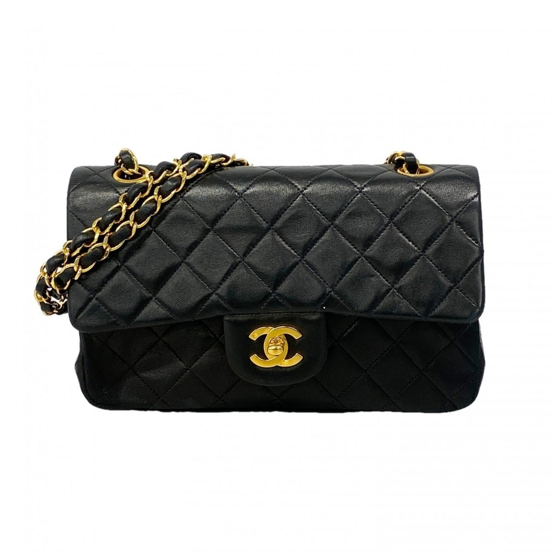 Chanel Matelassé Shoulder Bag, Double Flap, Chain, Lambskin, Black, Women's, P3093845 (1 of 11)