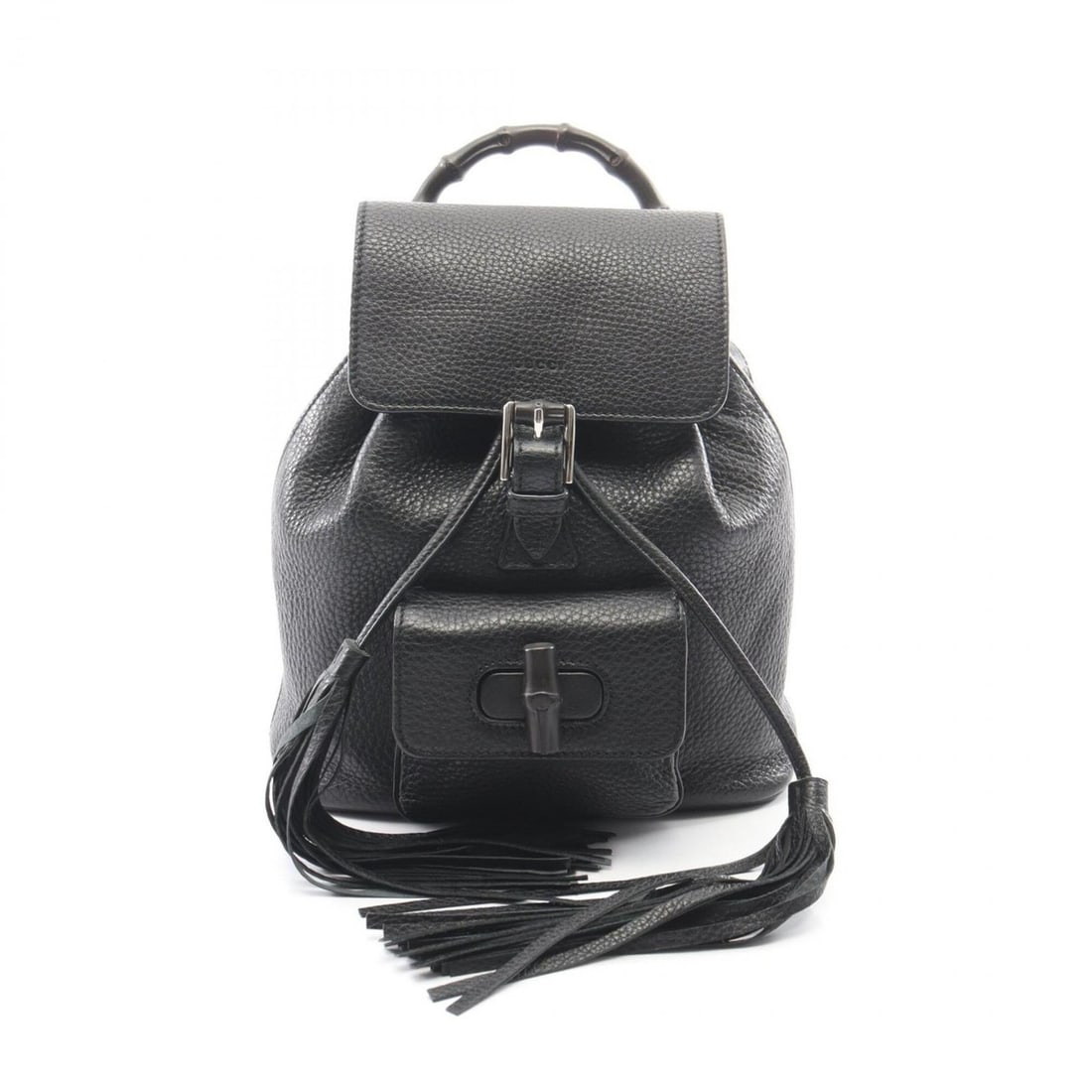 Gucci Bamboo Tassel Backpack/Handbag, Leather, Women's, Black, 387149 (1 of 15)