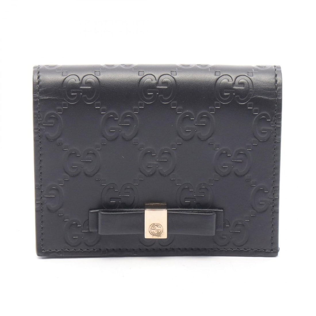 Gucci Guccissima Bi-fold Wallet, Leather, Women's, Black, 406924: --- Catalog ---Category: SizeSize (HxWxD): 8.5cm x 11cm x 2.5cm / 3.34'' x 4.33'' x 0.98''Category: DesignType: Wallet (bi-fold)Color: BlackGender: WomenMaterial: Leather Category: GeneralMPN: 406924B