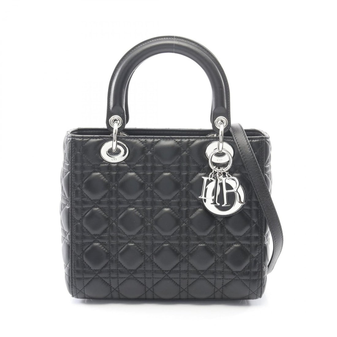 Christian Dior Dior LADY DIOR Cannage 2-Way Handbag, Leather, Women's, Black (1 of 11)