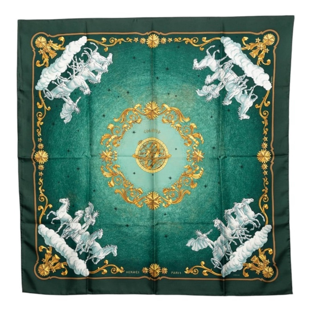 Hermes Carre 90 COSMOS (Cosmos) Scarf/Muffler, Green, White, Yellow, Silk, Women's.: --- Catalog ---Category: SizeSize (LxW): 88cm x 88cm / 34.64'' x 34.64''Category: DesignType: ScarfColor: Green, White, YellowGender: WomenMaterial: Silk Category: GeneralBrand: Hermes--- Item List --