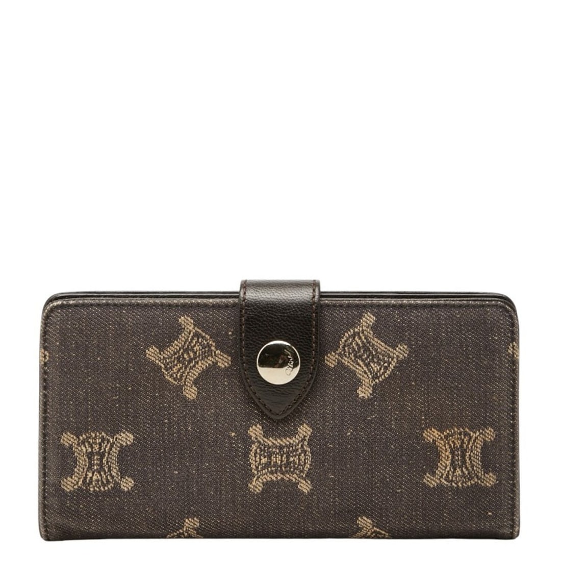 Celine Triomphe Bi-fold Long Wallet, Blue-Gray Denim Leather, Women's CELINE: --- Catalog ---Category: SizeSize (HxWxD): 9cm x 18.5cm x 2cm / 3.54'' x 7.28'' x 0.78''Category: DesignType: Long wallet (bi-fold)Color: GrayGender: WomenMaterial: Denim , Leather Category: GeneralBr
