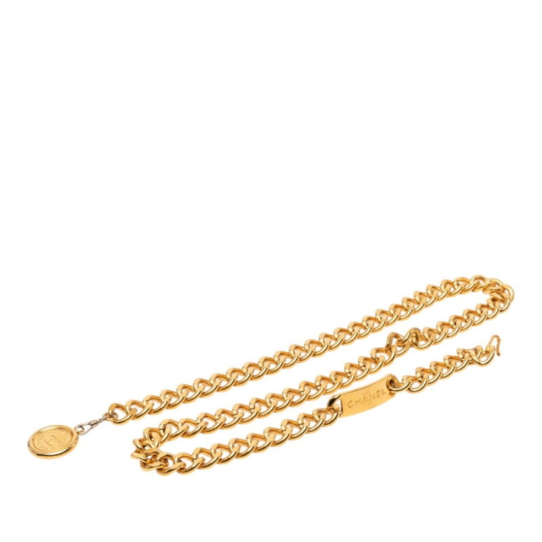 Chanel Coco Mark 31 RUE CAMBON Le Cambon Logo Plate Chain Belt Gold Plated Women's CHANEL: --- Catalog ---Category: SizeWidth: 1.8cm / 0.7''Length: 97cm / 38.18''Category: DesignType: Chain beltColor: GoldGender: WomenCategory: GeneralLine: CambonBrand: Chanel--- Item List ---Section: Condi