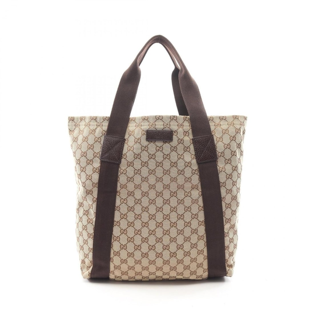 Gucci GG Canvas Tote Bag Handbag, and Leather, Women's, Beige/Brown, 189669 (1 of 13)