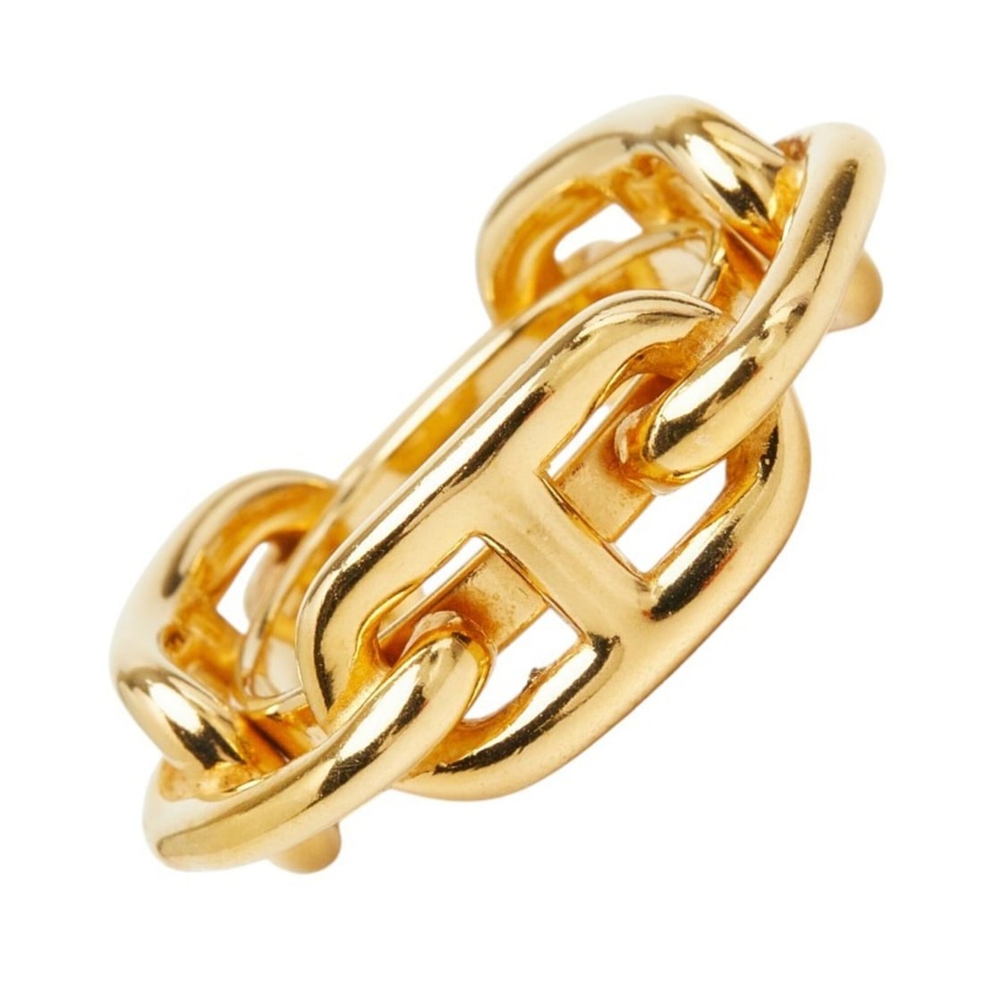 Hermes Chaine d'Ancre Scarf Ring, Gold Plated (GP), Women's.: --- Catalog ---Category: DesignType: Scarf ringColor: GoldGender: WomenCategory: GeneralBrand: HermesCategory: Physical PropertiesSize (HxWxD): 1.99cm x 1.01cm / 0.78'' x 0.39''--- Item List ---Sectio