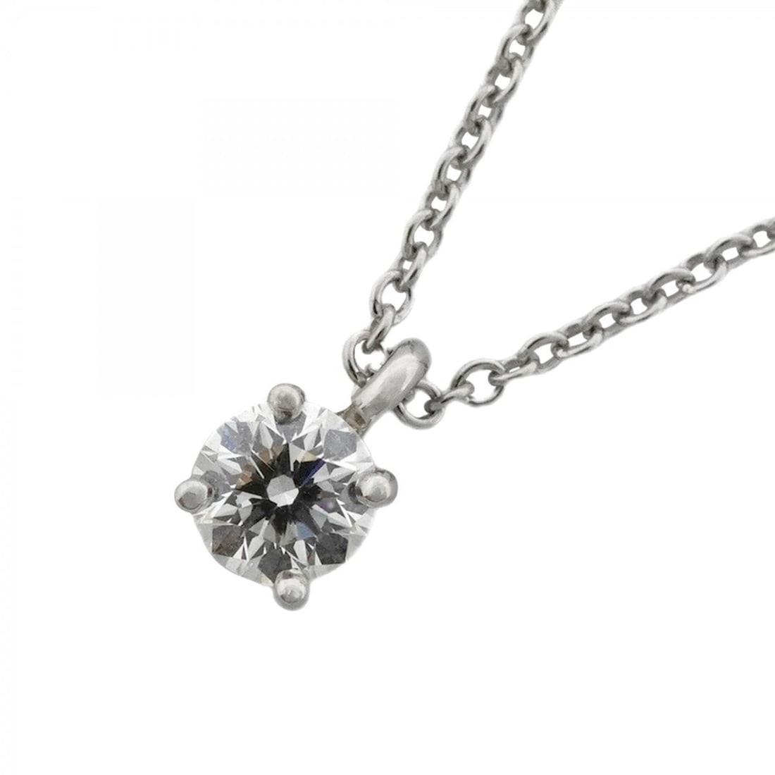 Tiffany & Co. Solitaire Necklace, 1PD (One Diamond), Platinum 950, Ladies': --- Catalog ---Category: SizePendant Size: 6mm x 3.8mm / 0.23'' x 0.14''Neck Circumference: 41 cm / 16.14''Category: DesignStone: DiamondGender: WomenMaterial: Platinum 950Necklace Type: NecklaceCateg