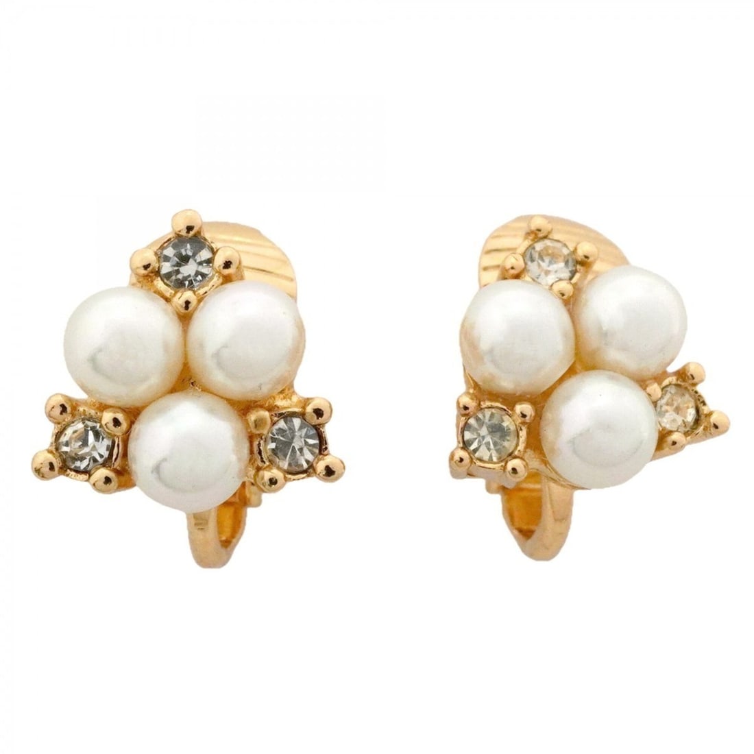 Christian Dior Earrings, GP Plated, Faux Pearl, Rhinestone, Gold, Women's: --- Catalog ---Category: SizeSize (HxWxD): 10.40mm x 10.40mm / 0.41'' x 0.41''Category: DesignType: Clip earringsColor: GoldGender: WomenMaterial: Gold plating, RhinestoneCategory: GeneralBrand: Chris