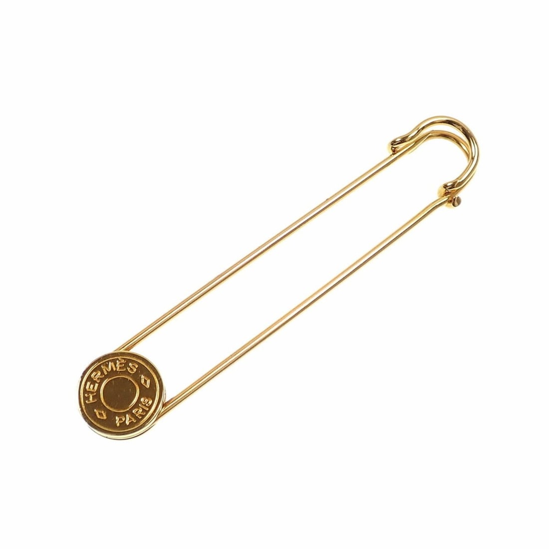 Hermes Sellier Pin Brooch, Women's, Metal, Gold Color (1 of 10)