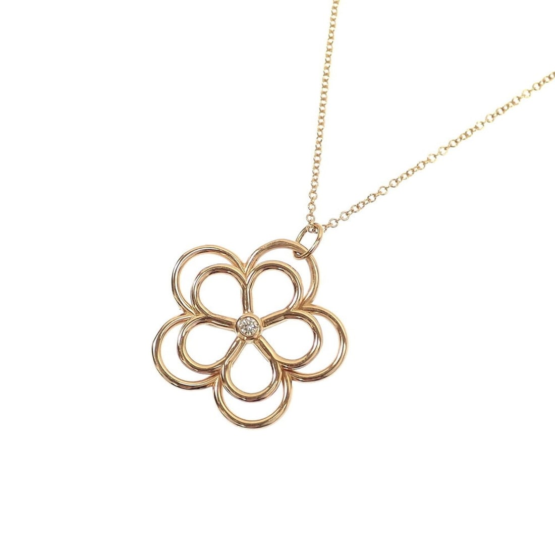 Tiffany & Co. Garden Flower Necklace for Women, 18K Yellow Gold (4.7g), 750: --- Catalog ---Category: SizeWeight: 4.7g / 0.16oz.Pendant Size: 22mm x 22mm / 0.86'' x 0.86''Neck Circumference: 41 cm / 16.14''Category: DesignGender: WomenMaterial: Yellow gold (18K)Necklace Type: 
