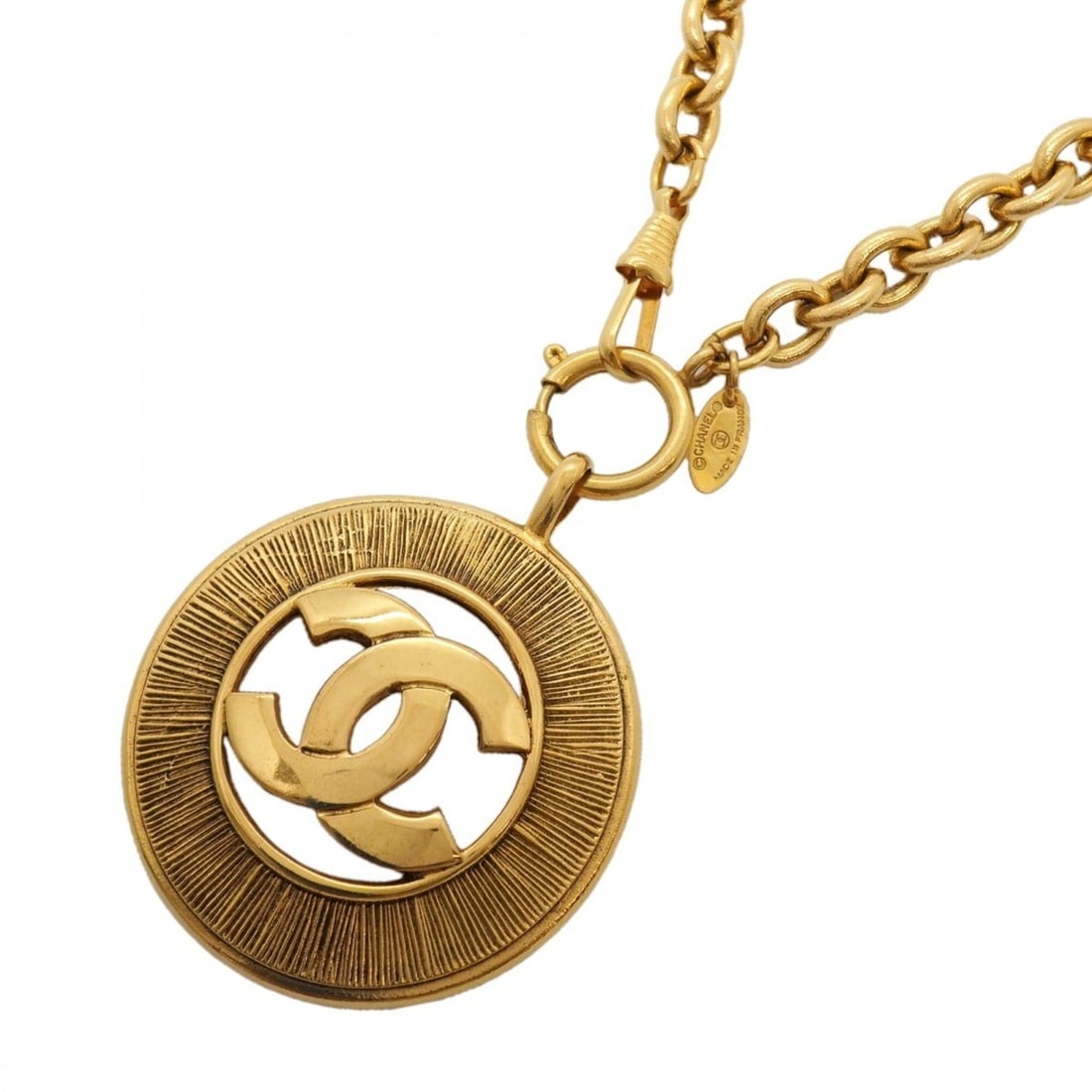 Chanel Necklace, Coco Mark Circle, GP Plated Gold, Women's (1 of 20)