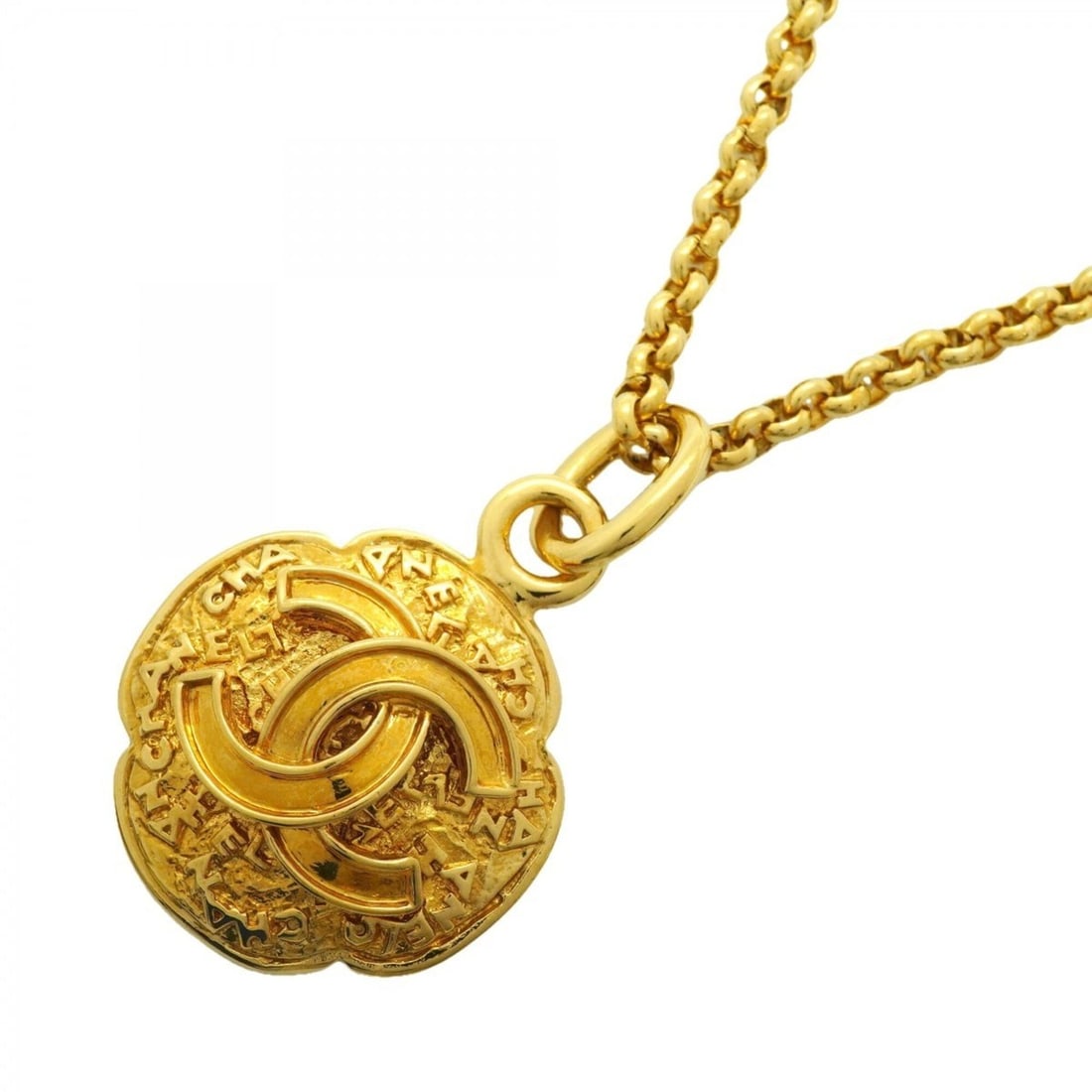 Chanel necklace, Coco Mark, GP plated gold, women's.: --- Catalog ---Category: SizePendant Size: 61.9mm x 38.2mm / 2.43'' x 1.5''Neck Circumference: 87 cm / 34.25''Category: DesignColor: GoldGender: WomenMaterial: Gold platingNecklace Type: NecklaceCateg