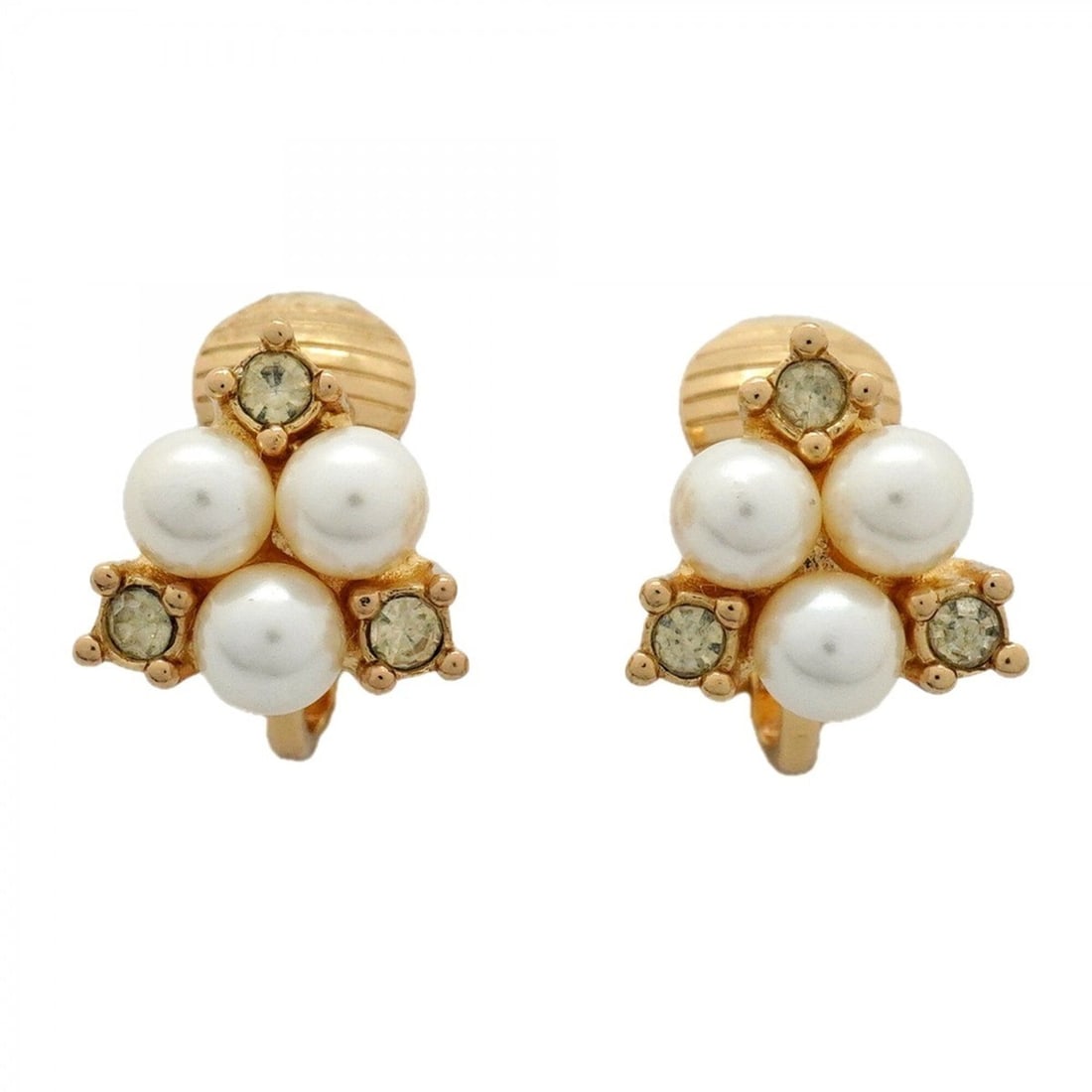 Christian Dior Earrings, GP Plated, Faux Pearl, Rhinestone, Gold, Women's: --- Catalog ---Category: SizeSize (HxWxD): 10.40mm x 10.40mm / 0.41'' x 0.41''Category: DesignType: Clip earringsColor: GoldGender: WomenMaterial: Gold plating, RhinestoneCategory: GeneralBrand: Chris