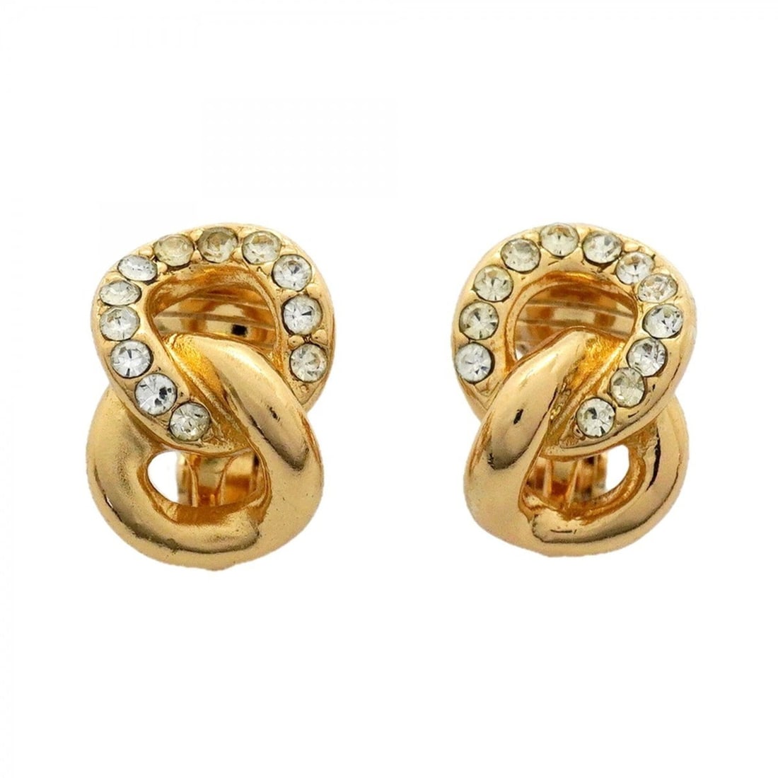 Christian Dior Earrings, GP Plated, Rhinestone, Gold, Women's: --- Catalog ---Category: SizeSize (HxWxD): 12.30mm x 9.00mm / 0.48'' x 0.35''Category: DesignType: Clip earringsColor: GoldGender: WomenMaterial: Gold plating, RhinestoneCategory: GeneralBrand: Christ