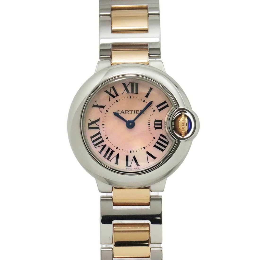 Cartier Ballon Bleu SM 28mm Two-Tone W6920034 Women's Watch Pink Shell PG Gold Quartz: --- Catalog ---Category: SizeWrist Size: 13.5cm / 5.31''Case Diameter: 28mm / 1.1''Category: DesignType: WristwatchGender: WomenColor (Dial): Pink shellMaterial (Band): Pink gold, Stainless steelMater