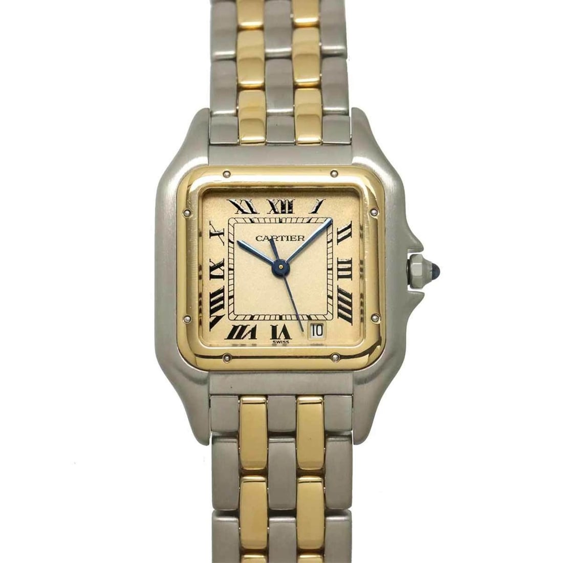 Cartier Panthère MM 2-Row 83083242 Date Two-Tone Boys' Watch Ivory YG Yellow Gold Quartz (1 of 10)