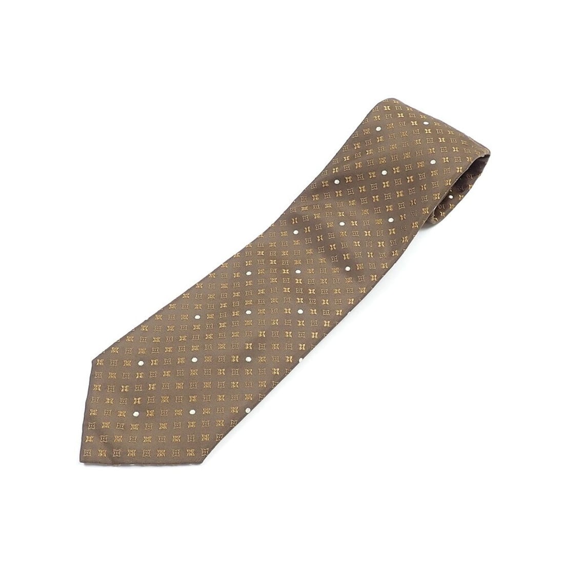 Louis Vuitton Men's Tie, Brown and White Silk: --- Catalog ---Category: SizeWidth: 10cm / 3.93''Total Length: 140cm / 55.11''Category: DesignType: CravatColor: Brown, WhiteGender: MenMaterial: Silk 100%Category: GeneralBrand: Louis Vuitton--- Item