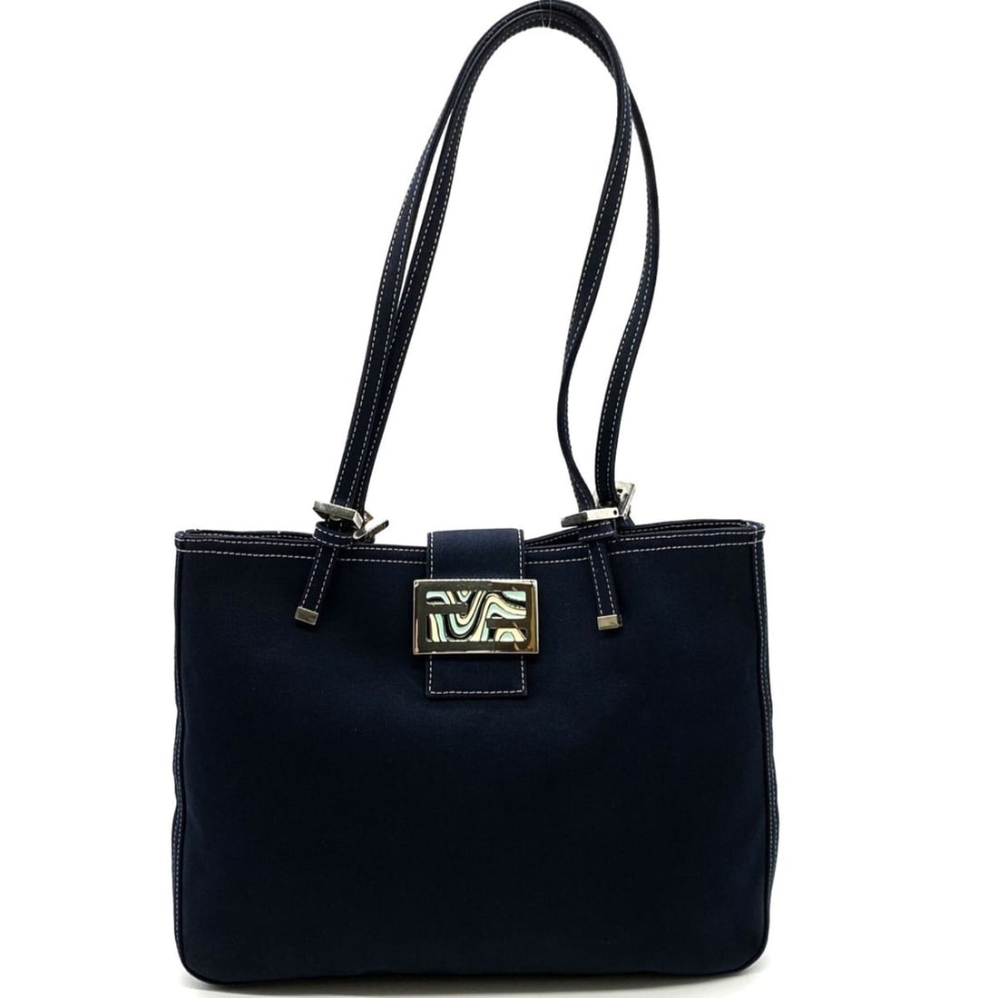 FENDI 2228M7260N018 Tote Bag Marble FF Shoulder Mamma Bucket Canvas Navy Women's: --- Catalog ---Category: SizeSize (HxWxD): 23cm x 30cm x 4cm / 9.05'' x 11.81'' x 1.57''Strap Length: 58cm / 22.83''Category: DesignType: Shoulder bag, Tote bagColor: NavyGender: WomenClosure: MagnetM