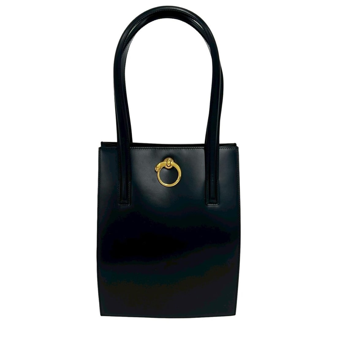 CARTIER Panthère Panther Line Leather Tote Bag, Handbag, Semi-Shoulder Black 05844 (1 of 10)