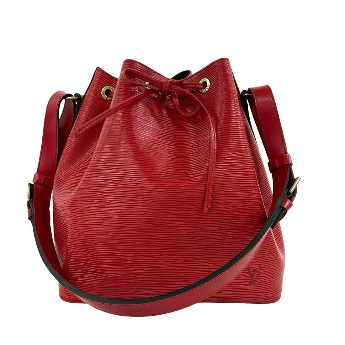 LOUIS VUITTON Vintage Petit Noé Epi Leather Semi-Shoulder Bag, Castilian Red, 21615: --- Catalog ---Category: SizeSize (HxWxD): 27.5cm x 25cm x 19.5cm / 10.82'' x 9.84'' x 7.67''Category: DesignType: Shoulder bagColor: Red colorGender: WomenMaterial: Leather Category: GeneralBrand: Lo