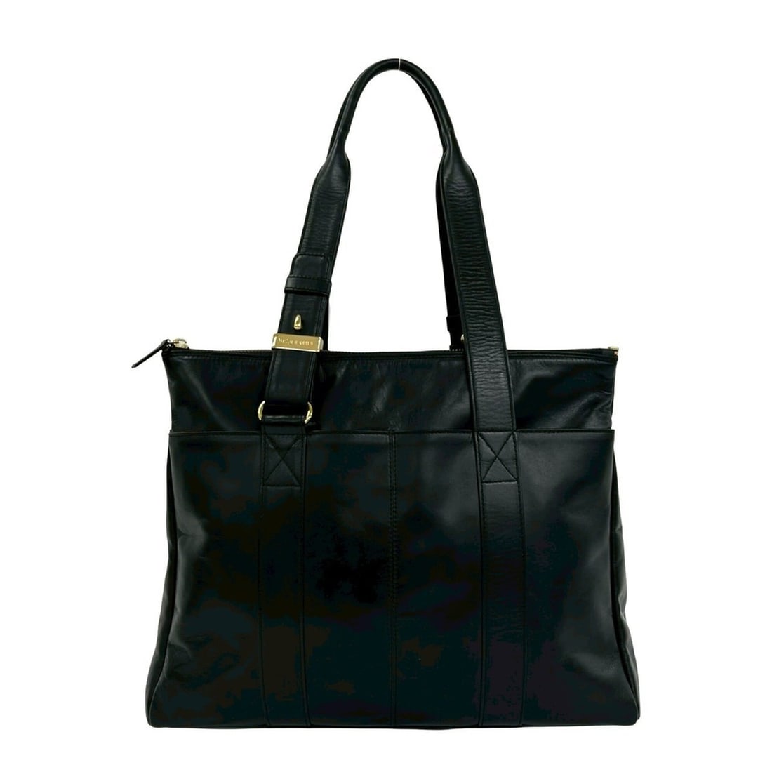 YVES SAINT LAURENT Yves Saint Laurent Logo Engraved Hardware Leather Tote Bag Semi Shoulder Black (1 of 13)