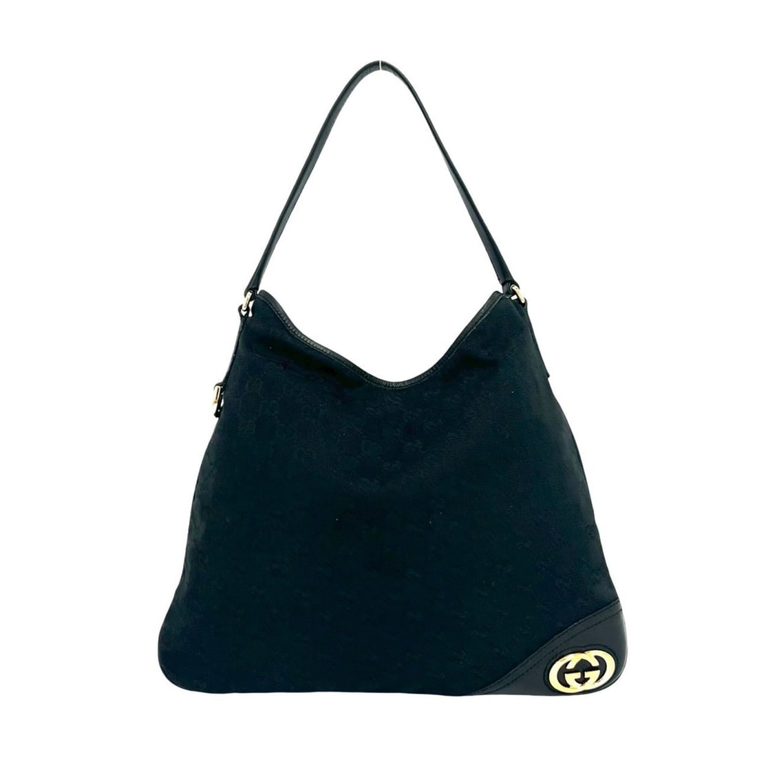 GUCCI Interlocking G Logo Hardware GG Canvas Leather Semi Shoulder Bag Tote Black 244-4: --- Catalog ---Category: SizeSize (HxWxD): 27.5cm x 35.5cm x 27.5cm / 10.82'' x 13.97'' x 10.82''Category: DesignType: Shoulder bag, Tote bagColor: BlackGender: WomenMaterial: Canvas , Leather Categor